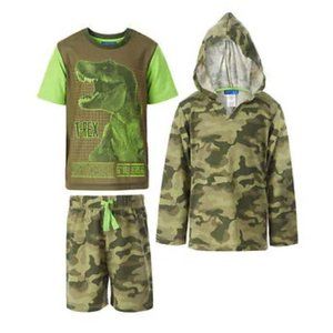 NEW Boys Saint Eve 3 Pc Camo Pajamas Set Top Shorts Hoodie NWT 14 16 L